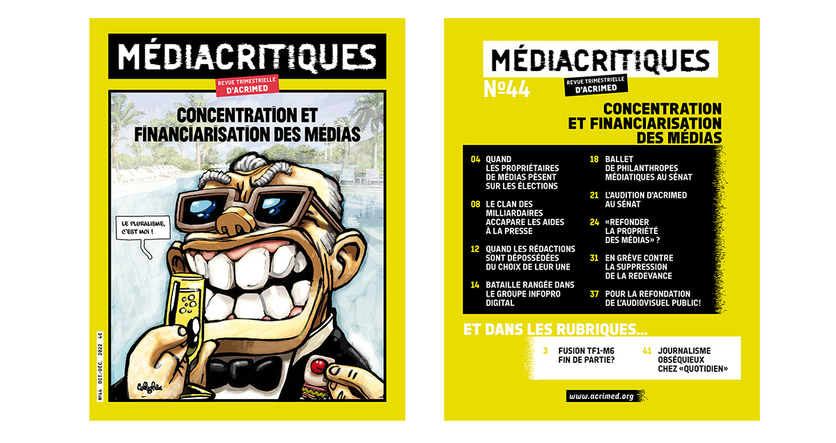 Sortie de Médiacritiques n°44 Concentration et financiarisation des